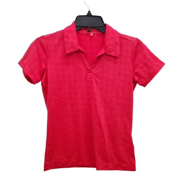 NikeFit Dry NikeGolf Women's Red Houndstooth Print Soft S/S Polo‎ Top Size XS - Picture 1 of 4